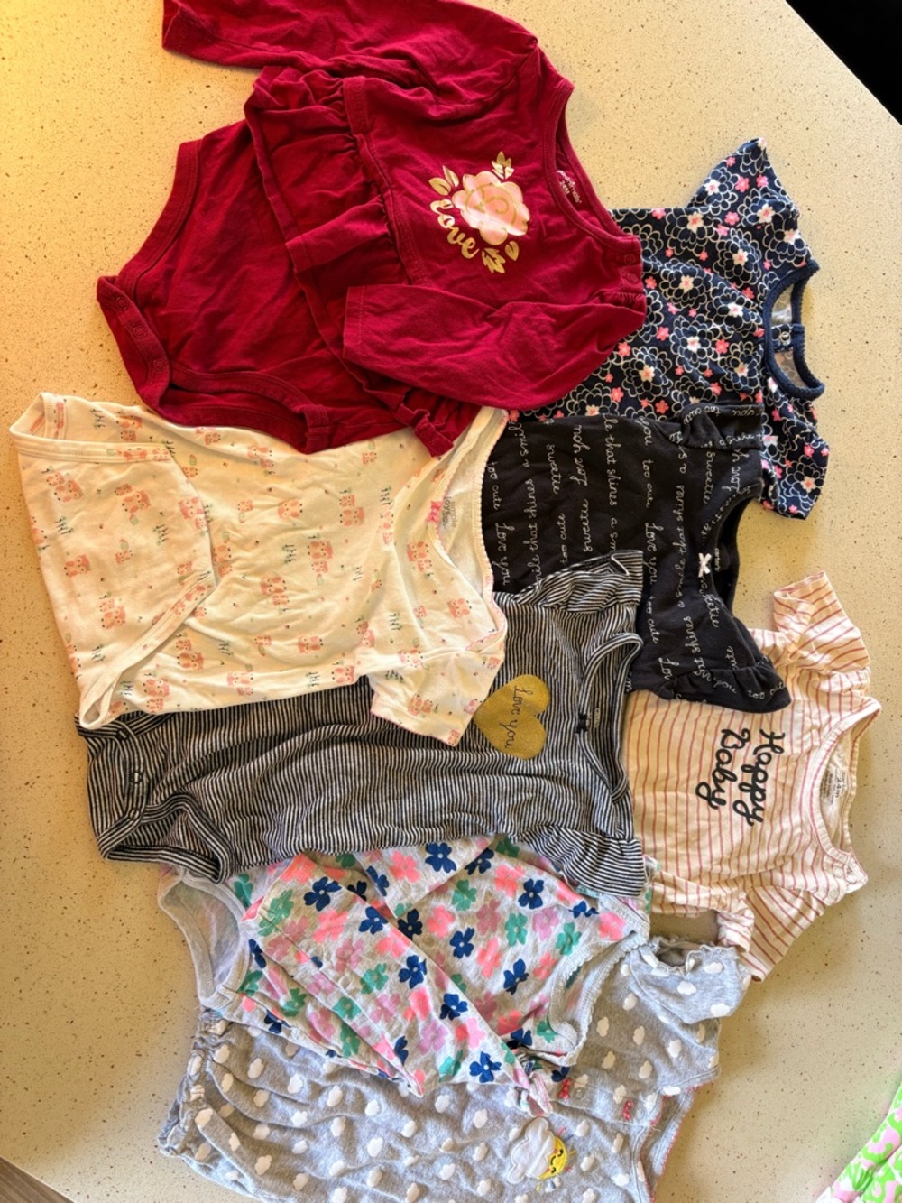 Baby Girls Mixed Onesie Bundle - Floral & Striped Assortment